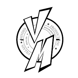 VILLAIN MINDED PRODUCTIONS REACH REALIZE CREATE V M logo