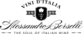 VINI D'ITALIA 1989 ALESSANDRO BERSELLI THE SOUL OF ITALIAN WINE logo