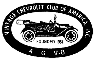 VINTAGE CHEVROLET CLUB OF AMERICA, INC. FOUNDED 1961 4 6 V-8 logo