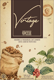 VINTAGE DARK ROASTED COFFEE 100% ARABICA SIGUIENDO LA TRADICIÓN DEL CAFÉ CARIBEÑO CON EL SABOR DE PUERTO RICO DISTRIBUIDO POR EMPRESAS MUNOZ HECHO EN PUERTO RICO logo