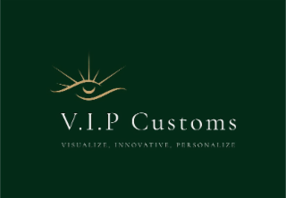 V.I.P CUSTOMS VISUALIZE, INNOVATIVE, PERSONALIZE logo