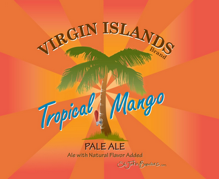 VIRGIN ISLANDS BRAND TROPICAL MANGO PALE ALE ALE WITH NATURAL FLAVOR ADDED ST. JOHN BREWERS.COM logo