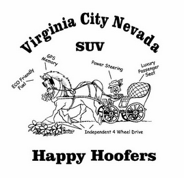 VIRGINIA CITY NEVADA SUV ECO FRIENDLY FUEL GPS MEMORY POWER STEERING LUXURY PASSENGER SEAT INDEPENDENT 4 WHEEL DRIVE HAPPY HOOFERS logo