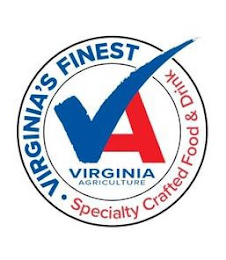 VIRGINIA'S FINEST SPECIALTY CRAFTED FOOD & DRINK, VA VIRGINIA AGRICULTURE logo