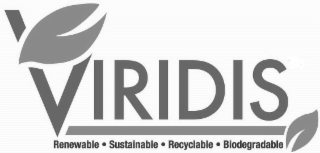 VIRIDIS RENEWABLE SUSTAINABLE RECYCLABLE BIODEGRADABLE logo
