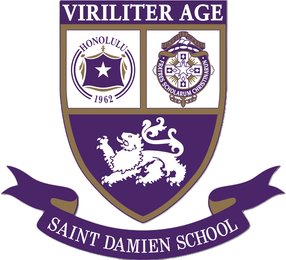VIRILITER AGE  HONOLULU  1962  FACERE ET DOCERE  FRATRES SCHOLARUM CHRISTIANARUM   SAINT DAMIEN SCHOOL logo