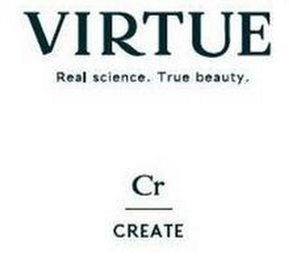 VIRTUE REAL SCIENCE. TRUE BEAUTY. CR CREATE logo