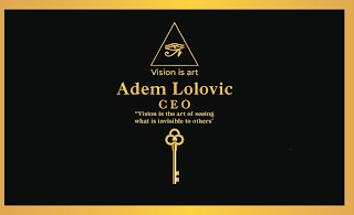 VISION IS ART ADEM LOLOVIC CEO "VISION IS THE ART OF SEEING WHAT IS INVISIBLE TO OTHERS" logo