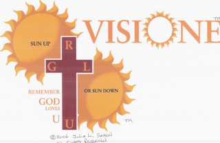 VISIONE SUN UP OR SUN DOWN RGLU REMEMBER GOD LOVES U logo