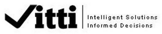 VITTI INTELLIGENT SOLUTIONS INFORMED DECISIONS logo