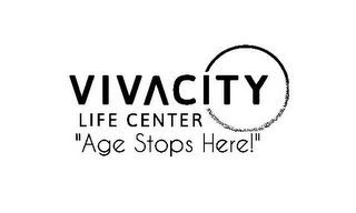 VIVACITY LIFE CENTER "AGE STOPS HERE!" logo