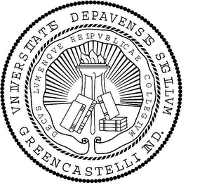 VNIVERSITATIS DEPAVENSIS SIGILLVM GREENCASTELLI IND. DECVS LVMENQVE REIPVBLICAE COLLEGIVM logo