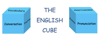 VOCABULARY CONVERSATION PRACTICE THE ENGLISH CUBE GRAMMAR AMERICANISMS PRONUNCIATION logo