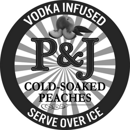 VODKA INFUSED P&J COLD-SOAKED PEACHES SERVE OVER ICE logo