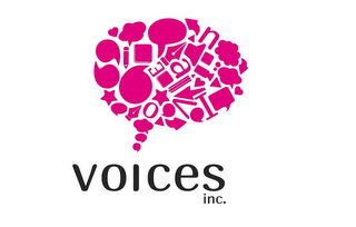 VOICES INC. N A E I V O logo