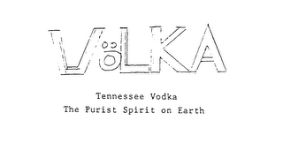 VOLKA TENNESSEE VODKA THE PURIST SPIRIT ON EARTH logo