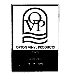 VOP OPTION VINYL PRODUCTS FEATURING INSULATED WINDOWS logo