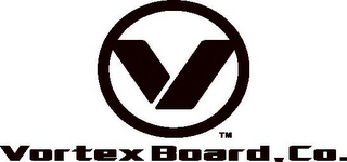 VORTEX BOARD, CO. " V" BRAND LOGO. logo