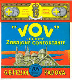 "VOV' LIQUORE ZABAJONE CONFORTANTE G.B.PEZZIOL PADOVA MARCA DEPOSITATA logo