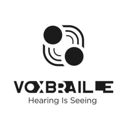 VOXBRAILLE HEARING IS SEEING logo