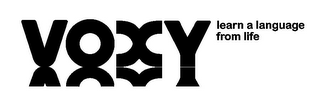 VOXY LEARN A LANGUAGE FROM LIFE logo