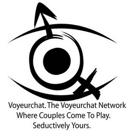 VOYEURCHAT. THE VOYEURCHAT NETWORK WHERE COUPLES COME TO PLAY. SEDUCTIVELY YOURS. logo