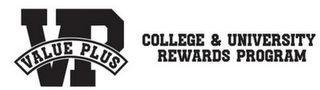 VP VALUE PLUS COLLEGE & UNIVERSITY REWARDS PROGRAM logo