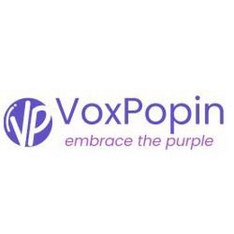 VP VOXPOPIN EMBRACE THE PURPLE logo