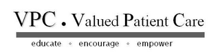 VPC · VALUED PATIENT CARE EDUCATE · ENCOURAGE · EMPOWER logo
