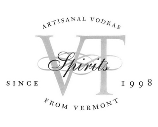 VT SPIRITS ARTISANAL VODKAS FROM VERMONT SINCE 1998 logo