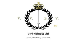 V.V.B.V. VENI VIDI BELLO VICI I CAME, ISAW BEAUTY, I CONQUERED logo