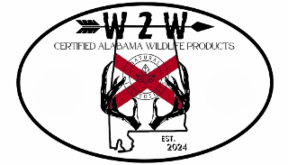 W-2-W CERTIFIED ALABAMA WILDLIFE PRODUCTS EST. 2024  NATURAL INGREDIENTS logo