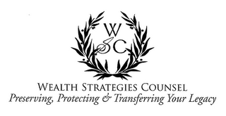 W S C WEALTH STRATEGIES COUNSEL PRESERVING, PROTECTING & TRANSFERRING YOUR LEGACY logo