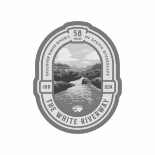 W THE WHITE RIVERWAY DISCOVER WHITE RIVER'S 58 MILES OF SCENIC RIVERSCAPE IND USA logo