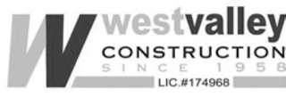 W WEST VALLEY CONSTRUCTION SINCE 1958 LIC. #174968 logo