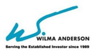 W. WILMA ANDERSON SERVING THE ESTABLISHED INVESTOR SINCE 1989 logo
