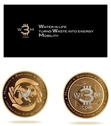 W3M COIN WATER IS LIFE TURNS WASTE INTO ENERGY MOBILITY logo