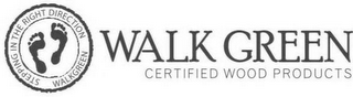 WALK GREEN CERTIFIED WOOD PRODUCTS STEPPING IN THE RIGHT DIRECTION WALKGREEN logo