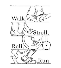 WALK, STROLL, ROLL, RUN logo