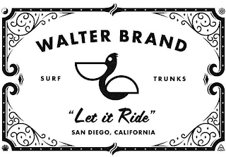 WALTER BRAND SURF TRUNKS "LET IT RIDE" SAN DIEGO, CALIFORNIA logo