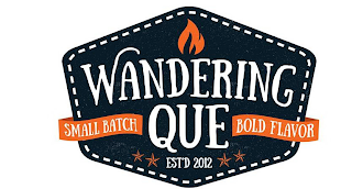 WANDERING QUE SMALL BATCH BOLD FLAVOR ESTD 2012 logo