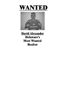 WANTED DAVID ALEXANDER DELAWARE'S MOST WANTED REALTOR logo