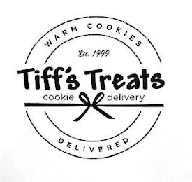 WARM COOKIES EST. 1999 TIFF'S TREATS COOKIE DELIVERY DELIVERED logo