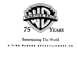 WARNER BROS. WB 75 YEARS ENTERTAINING THE WORLD A TIME WARNER ENTERTAINMENT CO. logo