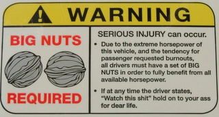 !WARNING BIG NUTS REQUIRED logo