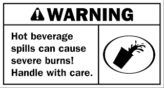 WARNING HOT BEVERAGE SPILLS CAN CAUSE SEVERE BURNS! HANDLE WITH CARE. logo