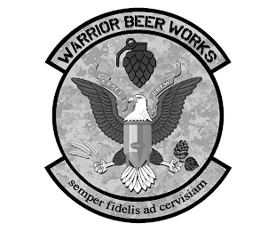 WARRIOR BEER WORKS CRAFT BREW SEMPER FIDELIS AD CERVISIAM logo