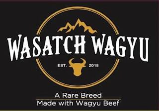 WASATCH WAGYU EST. 2018 A RARE BREED MADE WITH WAGYU BEEF logo