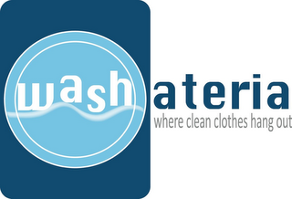 WASHATERIA WHERE CLEAN CLOTHES HANG OUT logo