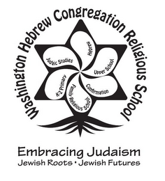 WASHINGTON HEBREW CONGREGATION RELIGIOUS SCHOOL EMBRACING JUDAISM JEWISH ROOTS · JEWISH FUTURES K-2 PRIMARY JUDAIC STUDIES HEBREW UPPER SCHOOL CONFIRMATION FAMILY RELIGIOUS SCHOOL logo